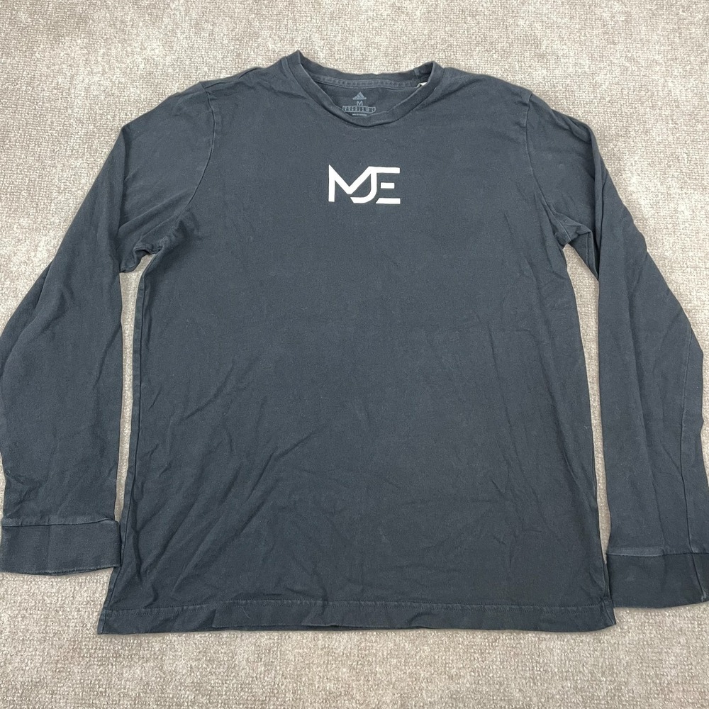 Adidas Shirt Mens Medium Black MJE Chest Graphic Crew Neck Long Sleeve Outdoor